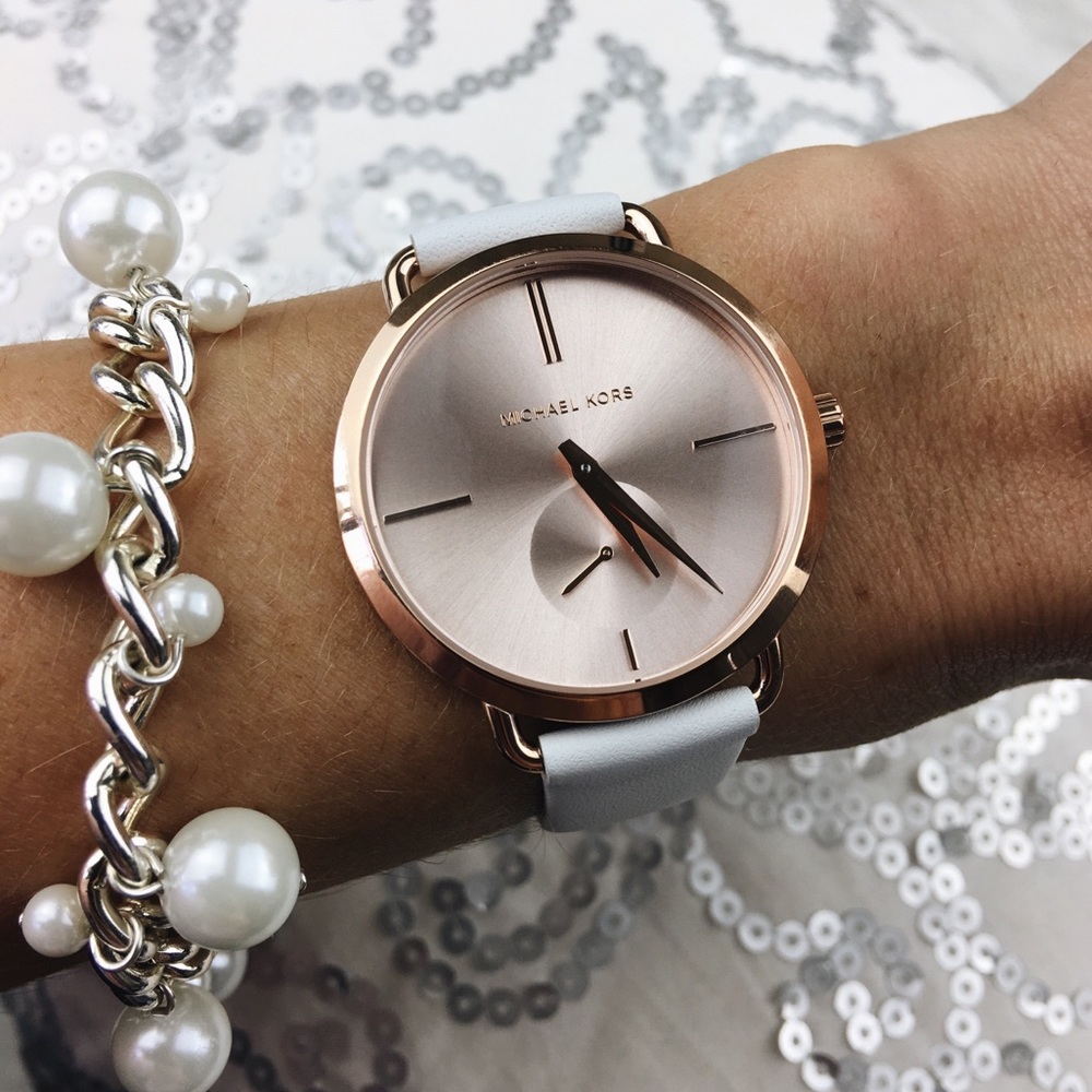 Michael Kors rose gold Portia white leather watch - Picture 5 of 8